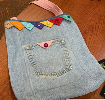 Jean Tote Bag w Prairie Points